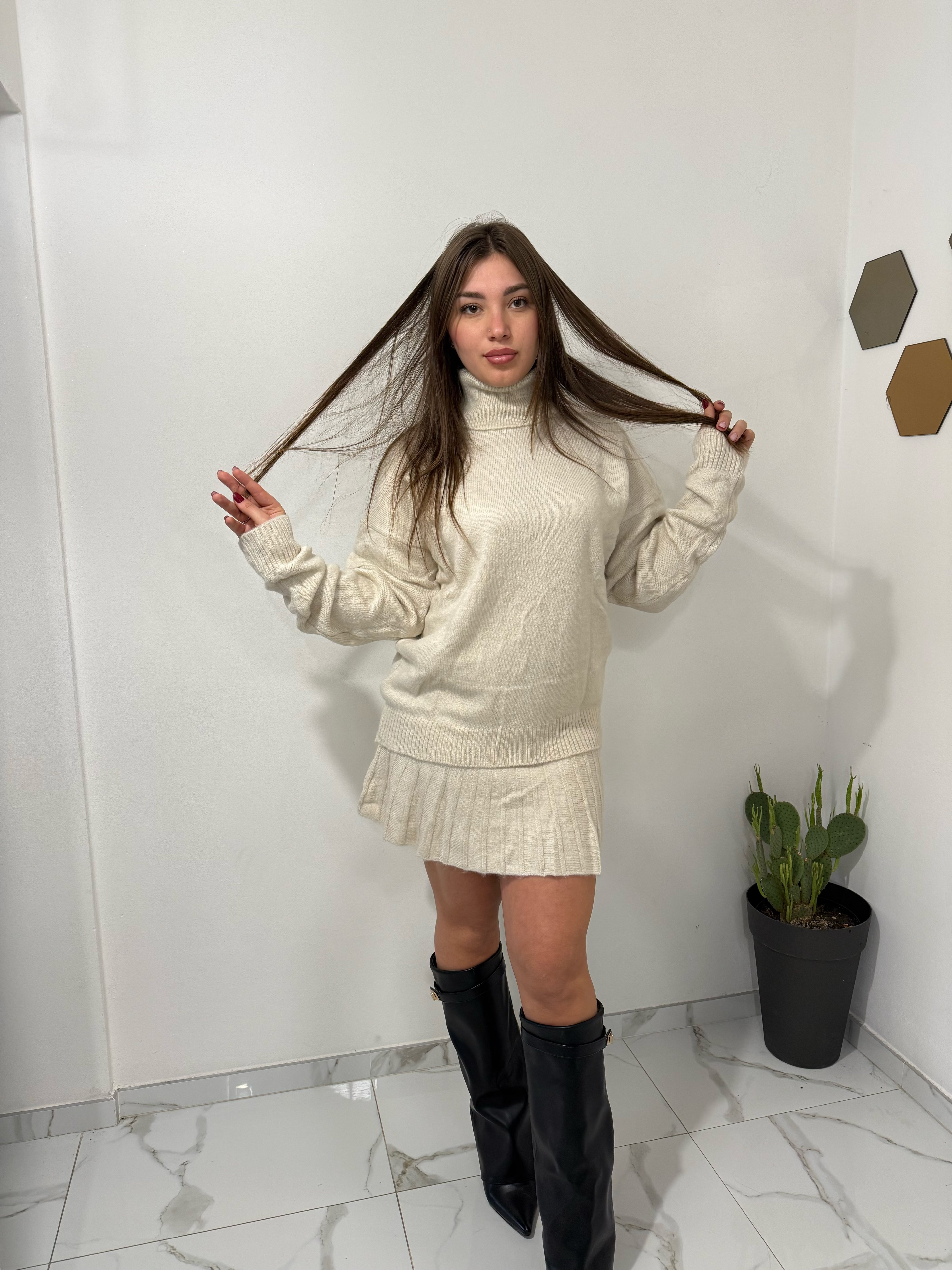 Abito Oversize Casual Con Collo A Tartaruga